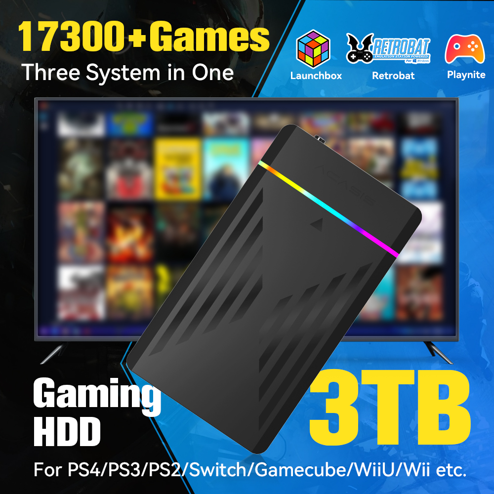 Arcade X - 3 تيرابايت محمول للألعاب HDD LaunchBox/Retrobat/Playnite